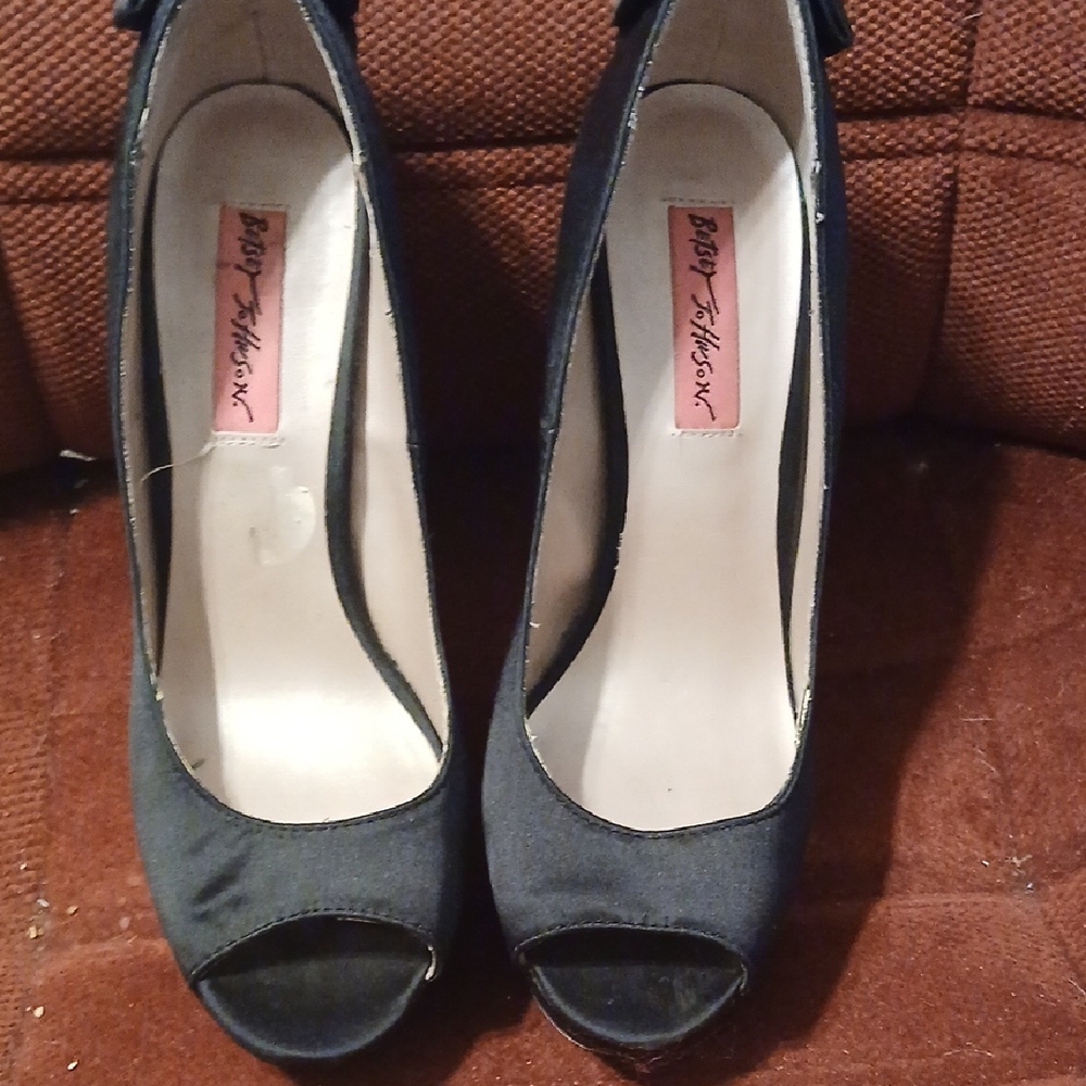 Betsey Johnson Black Peep Toe Heels